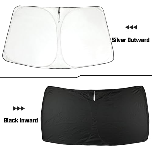 Image of ROCCS Windshield Sunshade UV Ray Reflector for 2014-2026 Dodge RAM ProMaster Full Size Cargo Van Chassis Cab Cutaway Front Window Sun Shade Shield Cover Foldable Reflective Sun Visor