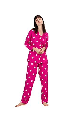 Image of Evolove Women's Cotton Full Sleeves Collared Night Suit Set /Top Pyjama Set Super Soft Comfortable (Nightsuit-Collar-FS-1)