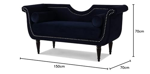 Image of Luxury Velvet 2 Seater Chaise Lounge Sofa - Tufted Chesterfield Modern Couch with Button Tufted Back Elegant Lounge Couch for Living Room, Bedroom, Office