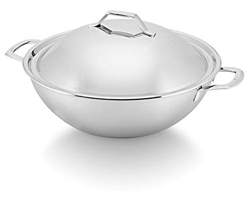 Bekaline 13410344 Tri Lux Wok 2 anses en acier inoxydable Triply 34 cm