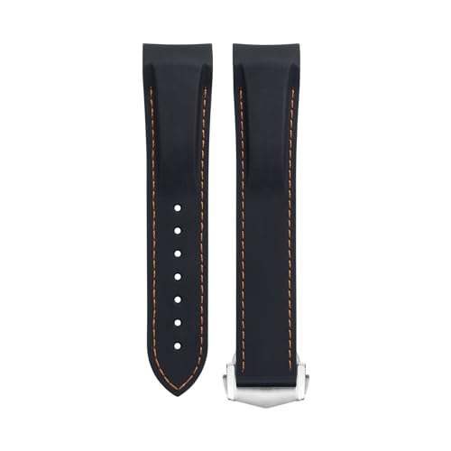 Bracelet de montre en caoutchouc de qualité pour Omega AT150 boucle argentée 21mm