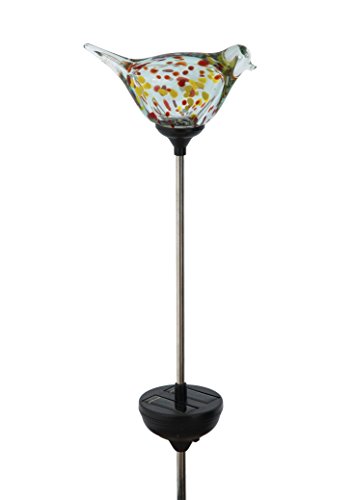 Russco III GS135452 Solar Powered LED Glass Bird Garden Stake, Red
