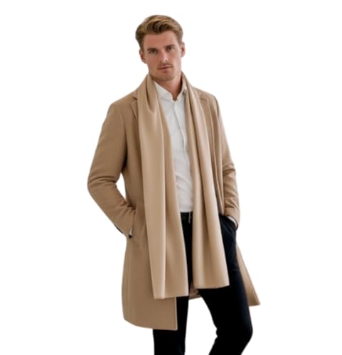 LA FERANI Bufanda para hombre, 100% seda, gasa, pañuelo de seda, 180 x 80 cm, color liso, para traje, tela azul oscuro, estola, estilo de negocios, regalo para él (Beige)