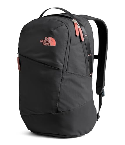 Image of The North Face Women's Isabella 3.0 Backpack | Everyday Travel Bag with 16 inch Laptop Sleeve, Water-Repellent Finish, Women-Specific Fit, TNF Black Light Heather /Burnt Coral Metallic-NPF, One Size