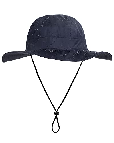 Womens Waterproof Bucket Sun Hat Upf 50+ Mens Rain Hat Packable Summer Beach Hat Adventure Hiking Safari Hat Navy Blue #TOP1