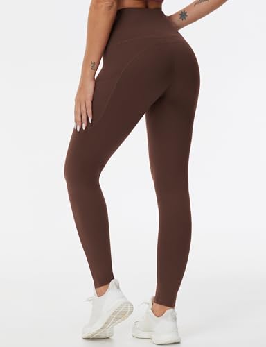 Image of THE GYM PEOPLE Thick High Waist Yoga Pants with Pockets, Tummy Control Workout Running Yoga Leggings for Women
