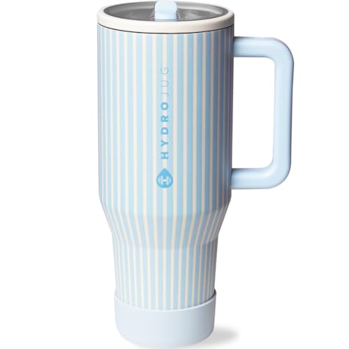 HydroJug Traveler - 40 oz Water Bottle with Handle & Flip Straw - Fits in Cup Holder, Leak Resistant Tumbler-Reusable