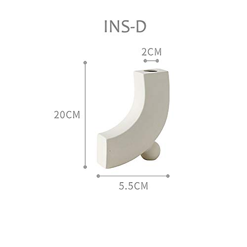 Inglenix Grey White Ceramic Vases Nordic Minimalism Style Decoration For Centerpieces, Kitchen, Office Or Living Room, White Modern Geometric Decorative Boho Vases For Home Decor (Ins-D) #TOP1