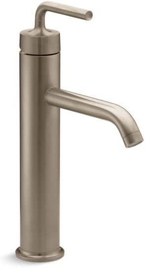KOHLER K-14404-4A-BV Purist® Tall Single-Handle Bathroom Sink Faucet, Straight Lever Handle, 1.2 GPM, Vibrant Brushed Bronze