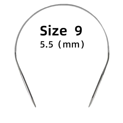 Image of Size 9 Stainless Steel Circular Knitting Needles 16 Inch 5.5 mm Set Round Metal (Silver, 16 inch-9-(5.5mm))