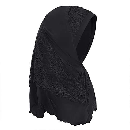 Women Muslim Hijab Scarf Floral Lace Head Wrap Turban Islamic Arab Ready to Wear Aiyah Amira Lightweight Shawl4
