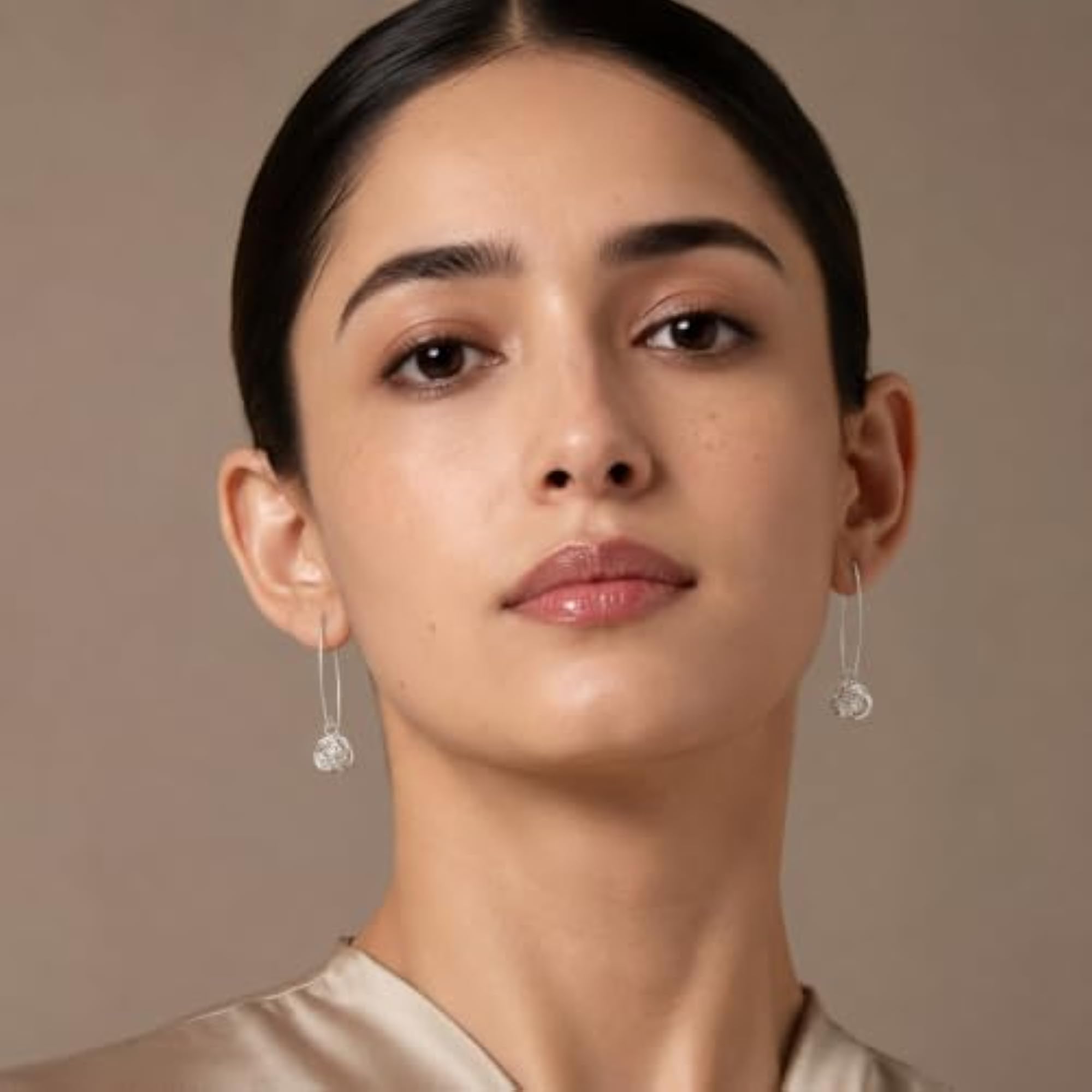 Women's Silver Orbit Knot Drop Earrings