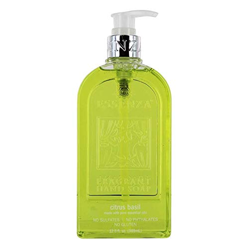 Essenza Citrus Basil Luxury Hand Soap - No Sulfates | No Phthalates | No Gluten 12.5 fl oz. Made with Pure Essential Oils
