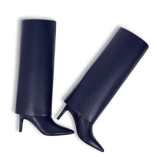 Image of VIUGJNEX Fold Over Boots for Women Fall Tall Knee High Boots