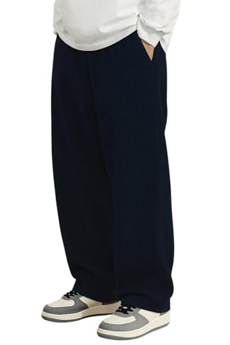 Image of INKKR Men's Polyester Causal Lightweight Elastic Waist with Drawstring Comfortable Loose Fit Trouser Pant