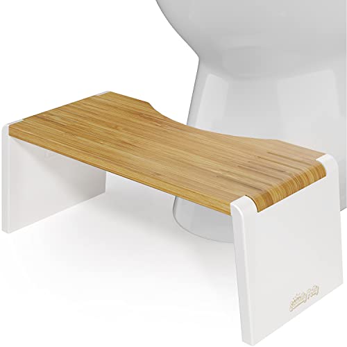 Image of Squatty Potty Stockholm Folding Bamboo Toilet Stool 7" Collapsible, Brown and White, 1 Count