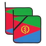 Küchenmatten mit eritreischer Flagge, bedruckt, hitzebeständige und rutschfeste Küchenmatten, 2er-Pack, für heiße Töpfe, Pfannen und Arbeitsplatten, 20,3 x 20,3 cm