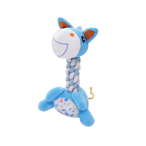 TONYFY Tough Rope Knot Plush Dog Toys with Squeaker Rope Tug - Durable Chew Toys for Teething Puppies and Small-Medium Dogs, Interactive Chewing Fun, Best Birthday Gift for Dogs (Blue Pony)