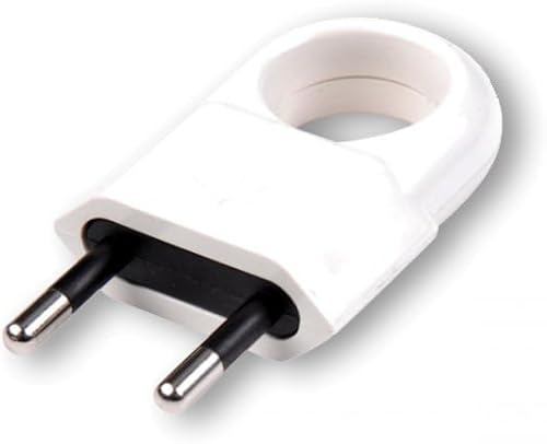 Clavija bipolar blanca con anillo tirador