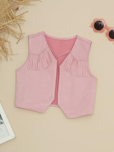 Kids Western Cowboy Cowgirl Open Front Vest Waistcoat Sleeveless Fringe Cardigan Coat Halloween Fancy Dress3