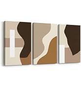 TWING Neutral Geometric Abstract Wall Art Set of 3, Large Modern Canvas Wall Art for Living Room,...