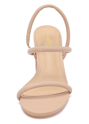 geluboao Heels for Women Classic Open Round Toe Three Straps Slip On Block Low Heel Sandals Strappy Ankle Strap Chunky Heeled Sandals Party Wedding Dress Shoes2