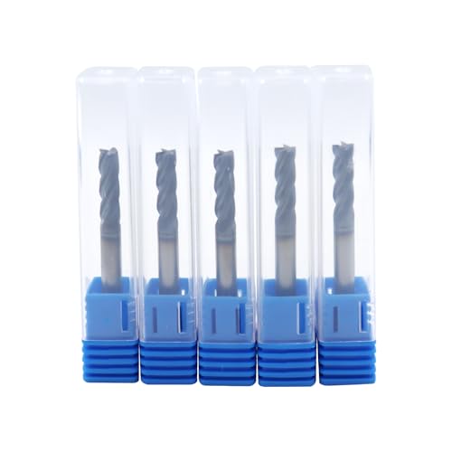 Image of 5Pcs 3 /16in Solid Carbide End Mills,4 Flute, 30 Degree Helix Bits Tool for Medium Hardness Steel, Brass, Iron