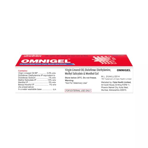 Image of Cipla Omnigel Pain Relief Gel | Quick Relief for Muscle Pain, Sprains and Strains (100 gm Gel)