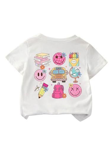 Image of WDIRARA Girl's Leopard Graphic T Shirt Crew Neck Short Sleeve Tee Shirts Cute Tops