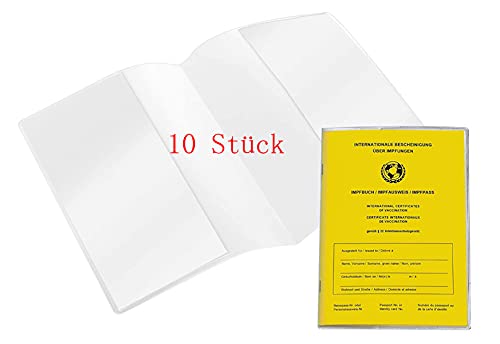 10 Stück Impfpass Hülle alter Impfpass 93 x 130 mm | Schutzhülle für Impfausweis alt Impfpasshülle doppelseitig | Impfausweishülle transparent klar Cover