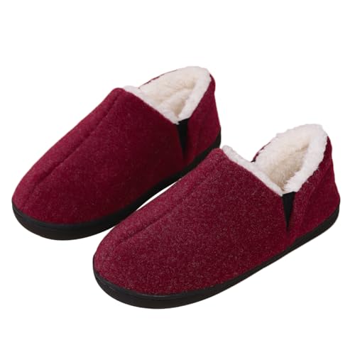 Rojeam Invierno Zapatillas de Casa para Hombre Mujer Pantuflas Antideslizantes Cálidas y Cómodas Zapatillas de Estar por Casa, Rojo, 41/42 EU