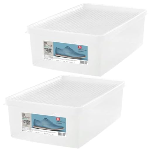 2 Caixas de Sapato Empilháveis Grandes Ordene 38 a 46 Organizadores Plásticos Transparentes