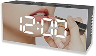 LLQQ Digital Alarm Clock,Adjustable Brightness Mirror Surface LED Large Display Alarm Clock for Home, Office(USB or Battery Powered) Black, 14x5x3cm, (KD2001)