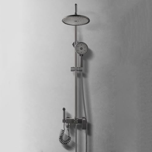 Douchette de baignoire gris LWX avec robinet et colonne réglable