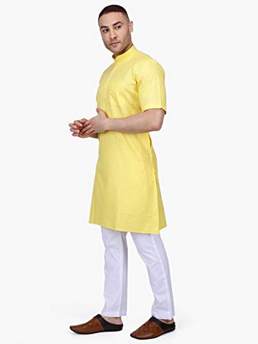 Image of Rajubhai Hargovindas Men's Premium Cotton Half Sleeve Solid Kurta