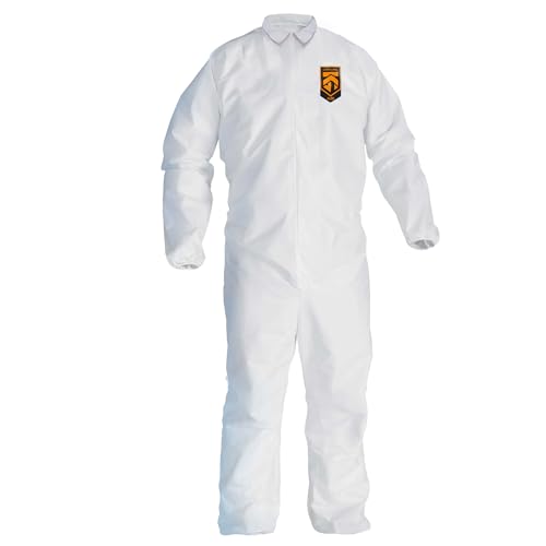 Kleenguard A30 Breathable Splash and Particle Protection Coveralls (46104), REFLEX Design, Zip Front, Elastic Wrists & Ankles, White, XL, 25 / Case