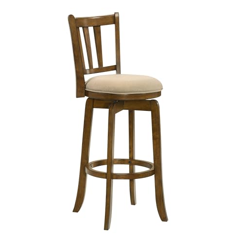 Armen Living Butaco Moderno de Cocina con Base Giratoria y Asiento Tapizado en Tela Color Marrón Sepia miniatura 4