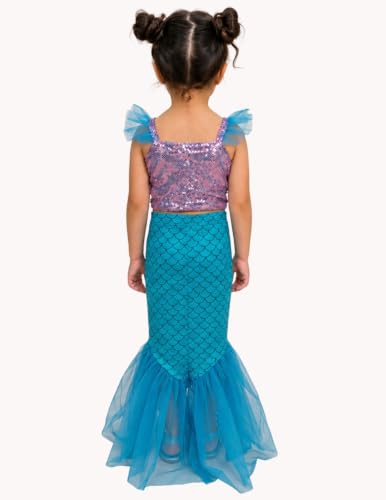 Image of BookMyCostume Girls Fancy Dress & Costume Collection - Mermaid Outfits Set & Rainbow Sequin Dresses - Princess, Kids Birthday, School Annual Day & Role-Play Costumes for Girls