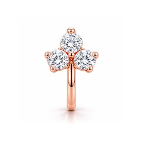 Image of Nilu's Collection Rose Gold American Diamond Non Piercing Nose Pin for Women | Elegant Flower Nose Stud | Minimal Clip-On Nose pin | Anti-Allergy | Anti-Tarnish | Office Wear | Daily Wear | office Wear | Non Piercing