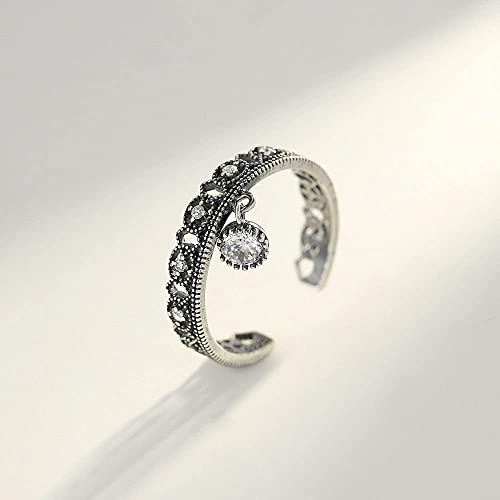 Bague ajustable argent S925 réglable pour doigts forts, style ethnique chic