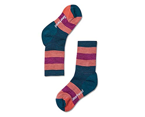 Smartwool Kids' Hiking Crew Socks - Striped, Medium Cushioned Merino Wool Performance Socks