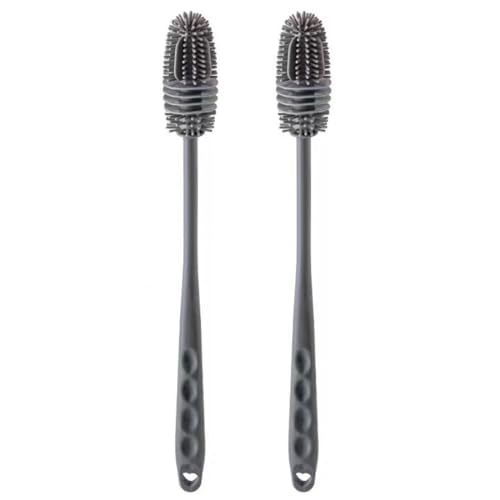 2 cepillos para Botellas, de Silicona, con Mango Largo, para Botellas de Cocina, Cepillo Cepillo Limpiador de Botellas...