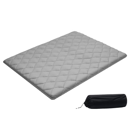 VEVOR Colchón Futón Japonés, Tatami Plegable de Tamaño Queen, con Bolsa de Almacenamiento y Herrajes de Montaje, Esterilla de 9 Capas para Meditación y Yoga, Color Gris, 2032 x 1524 x 63,5 mm