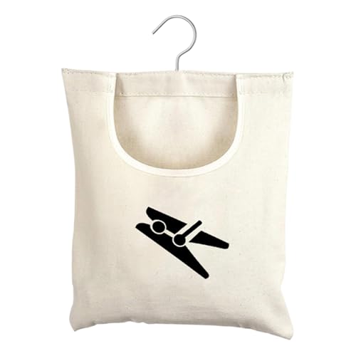 Cesto portabiancheria – Borsa per mollette da bucato da 32 cm – 360° da appendere in tela con gancio in acciaio inox per organizzare la casa, risparmiare spazio e tenere i vestiti