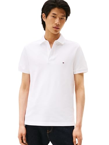 Image of Tommy Hilfiger Men's Short Sleeve Polo Shirts in Slim Fit with Stretch and Organic Pique Cotton