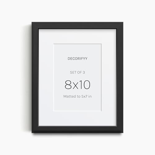 Image of Premium Set of 3 (8x10inch) Photo Frame for Wall - For Wall Decor and Home Decor | Fits Photo 5x7 inch with Mat or 8x10 inch Without | Black