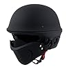 Milwaukee Helmets MPH9830DOT Rascal 3/4 Open Face Flat Black 2 in 1 Motorcycle Helmet Biker - X-Large
