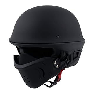 Milwaukee Helmets MPH9830DOT Rascal 3/4 Open Face Flat Black 2 in 1 Motorcycle Helmet Biker - X-Large