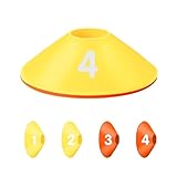 Fifizz 4 Pack Soccer Cones for Sports Training, Football, Soccer, Basketball, Coaching, Practice Equipment, 2 Yellow& 2 Orange，F005