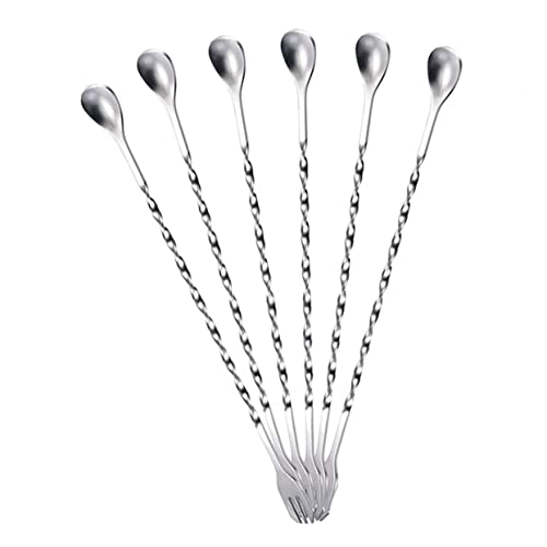 CIYODO 6pcs Stainless Steel Mixing Spoon Set Large Cooking Spoons for Bar Kitchen